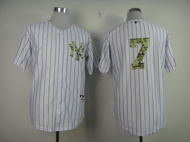 Men New York Yankees #7 No name White Camo MLB Jerseys